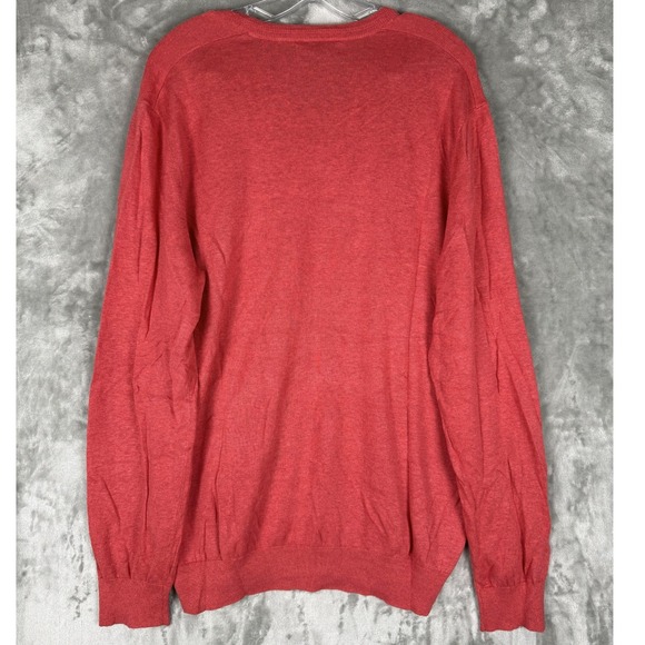 Banana Republic Other - Banana Republic Mens XL V Neck Silk Linen Sweater Coral Orange Long Sleeve